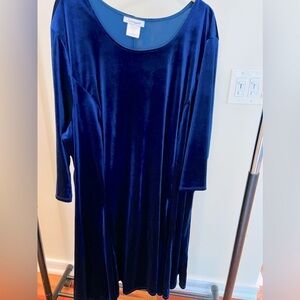 Serengeti Blue Velvet Holiday Dress Women's‎ Size 2X Christmas